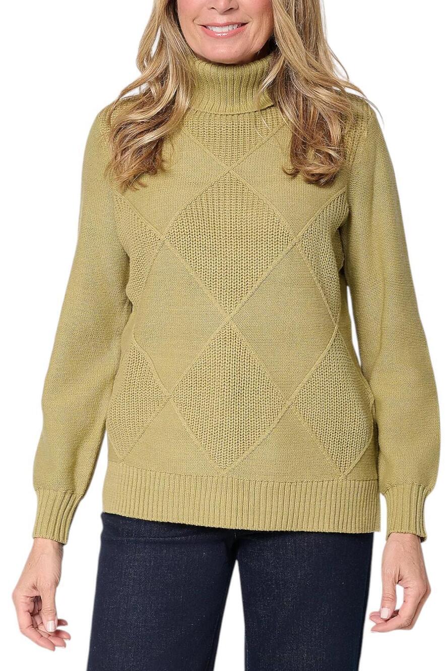 Belle by Kim Gravel Women's Diamond Shaker & Jersey Sweater Sour Apple - Regular